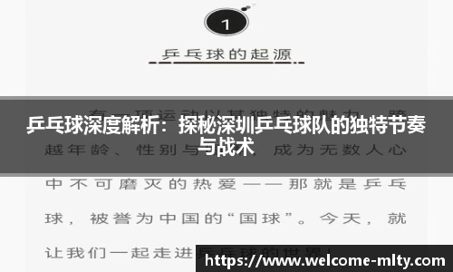 乒乓球深度解析：探秘深圳乒乓球队的独特节奏与战术